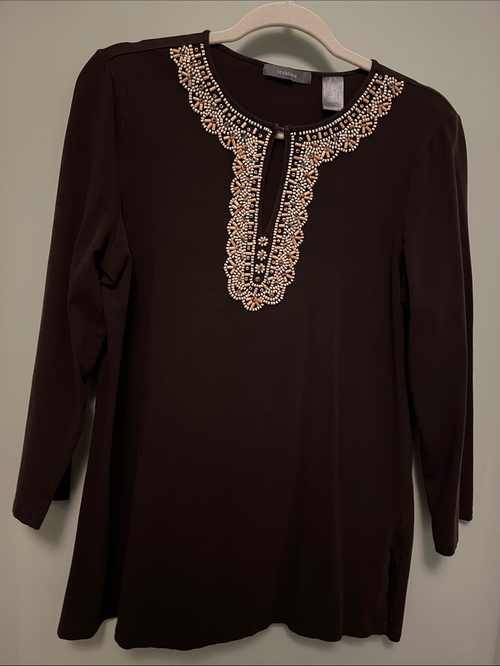 Liz Claiborne L PTP 21”  Tunic  Beaded Neckline